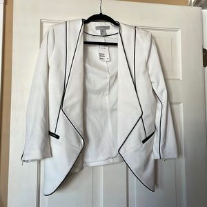 WHITE BLAZER WITH BLACK TRIM - NWT